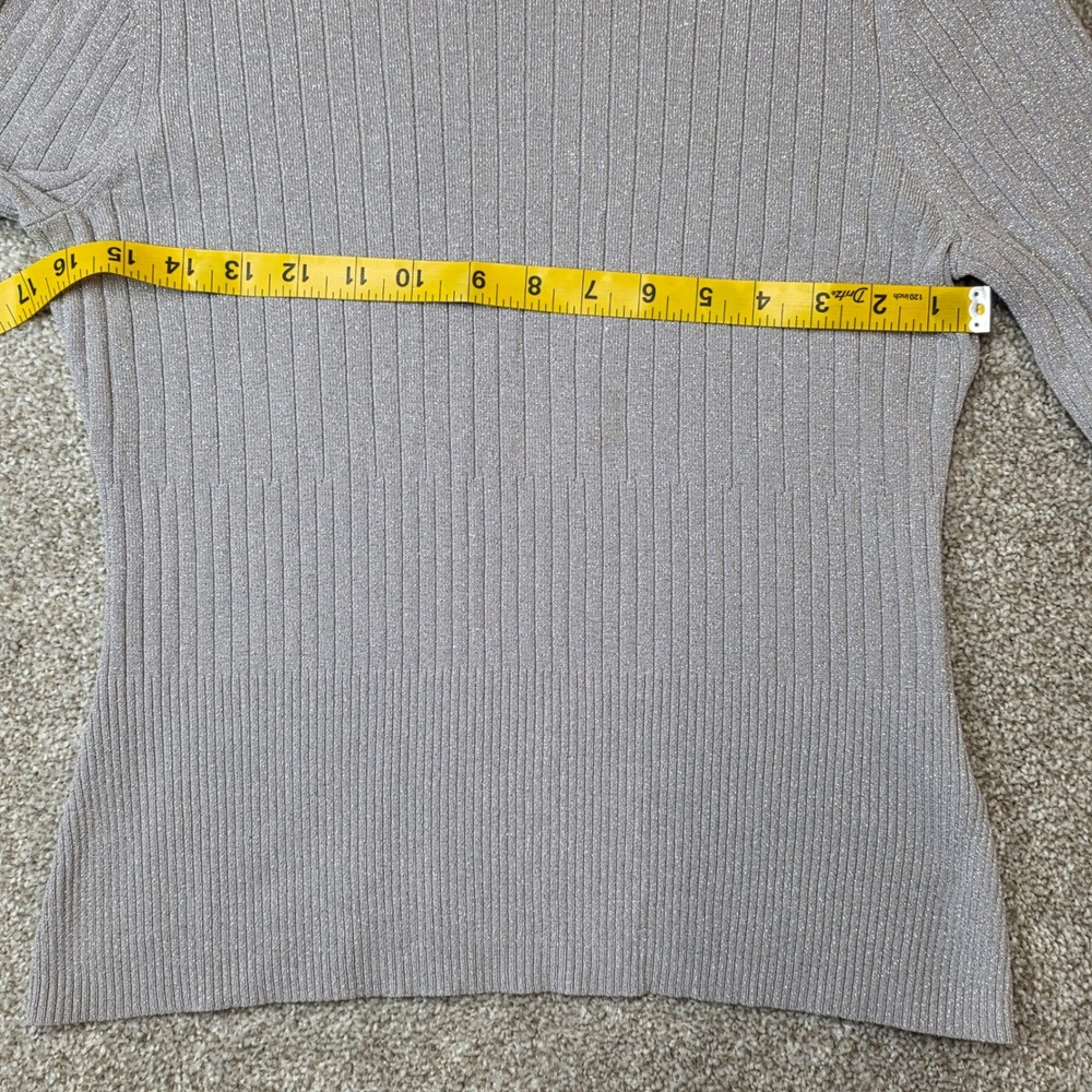 Worthington Petite Silver Metallic Ribbed Turtleneck Sweater PM Medium
455 - Picture 3 of 4
